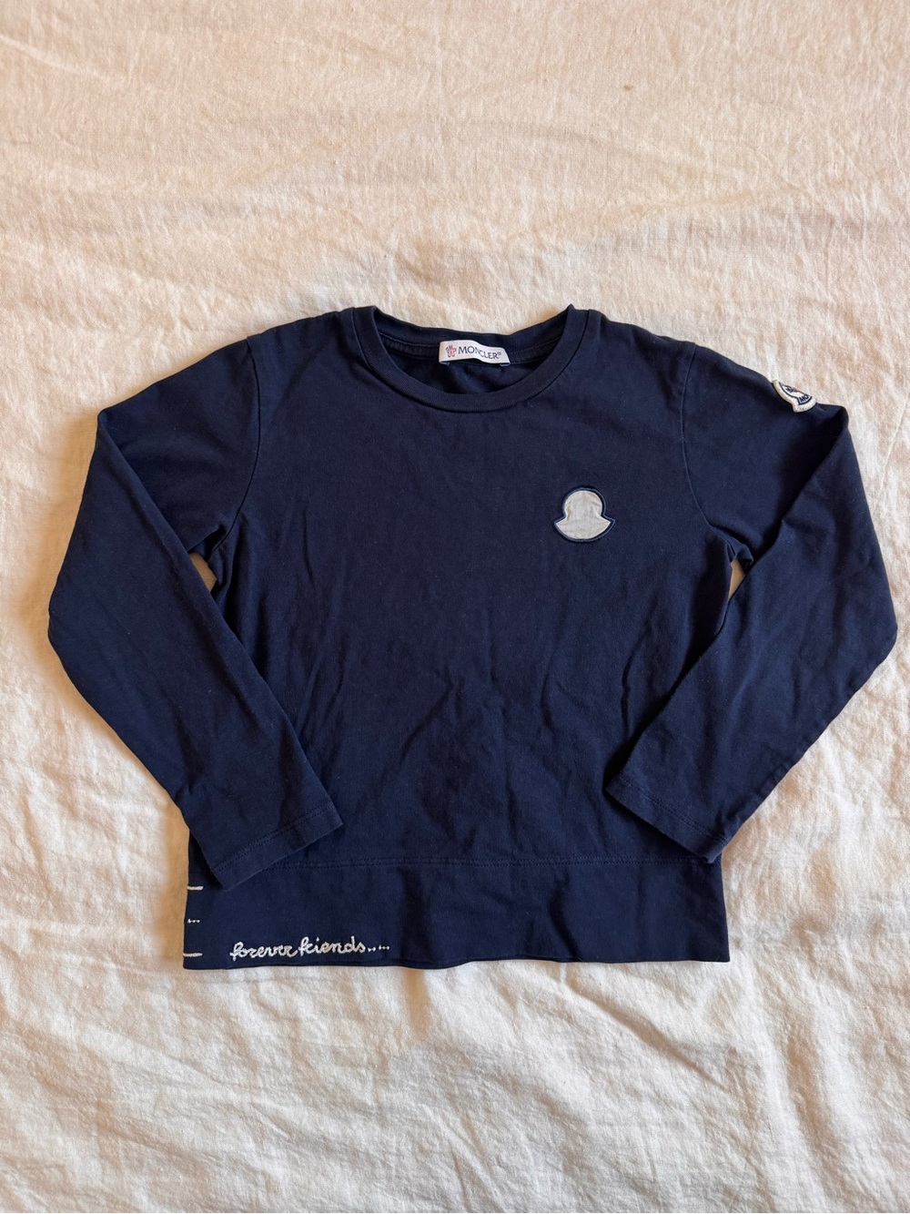 MONCLER Navy Long-Sleeve Logo Patch Tee